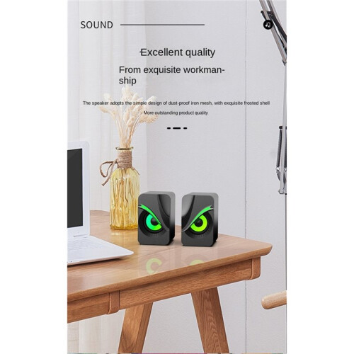 USB Wired Loudspeaker with RGB Lights Portable  Speaker Wired Volume Control PC Sound Box for PC Computer Laptop 2