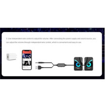 USB-Luidspreker met RGB-Verlichting, Draagbare -Luidspreker met Bedrade Volumeregeling, Pc-Geluidsbox voor Pc, Computer en Laptop