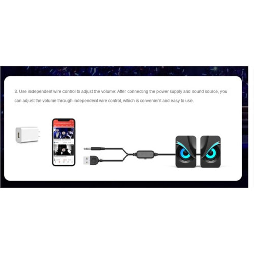USB Wired Loudspeaker with RGB Lights Portable  Speaker Wired Volume Control PC Sound Box for PC Computer Laptop 2