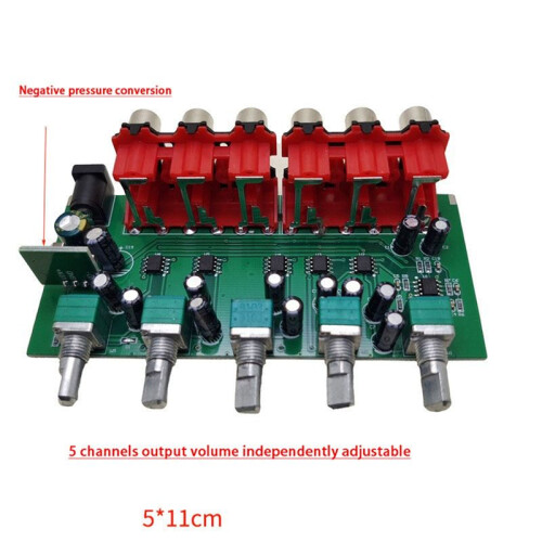 1-in-5-OUT HiFi Stereo RCA Audio Splitter /Selector Tone Controller Portable Audio Switcher Box  Distributor US Plug 2