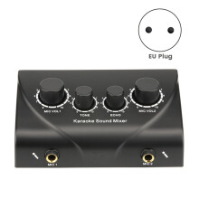 Karaoke Sound Mixer Portable Sound Mixer Professional Audio System Karaoke Dual Mic Inputs Audio Sound Mixer Black (EU)