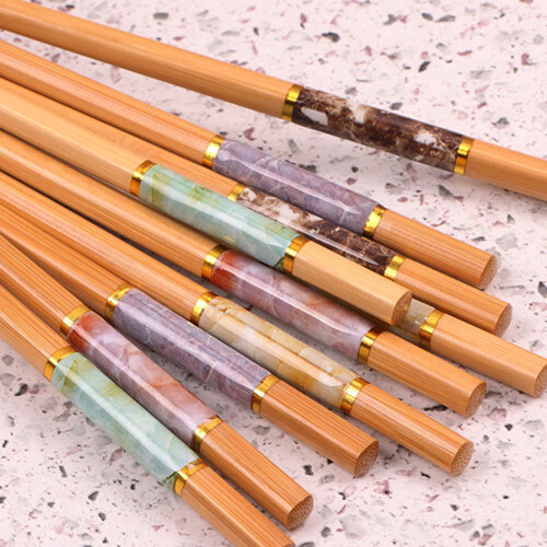 5 ζευγάρια Chopsticks Επαναχρησιμοποιήσιμα αντιολισθητικά μπαμπού θερμομονωτικά 2