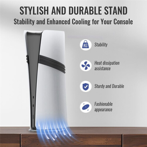 Vertical Stand Game Console Host Stand Anti-Slip Base Stand Replacement for PS5 Pro/PS5 Slim/PS5 Console Silver 1