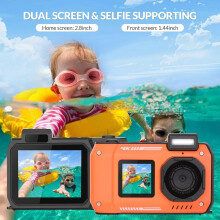 4K Underwater Camera 33 FT Waterproof Camera with Dual Screens Selfie 48MP Autofocus Digital Camera for Snorkeling