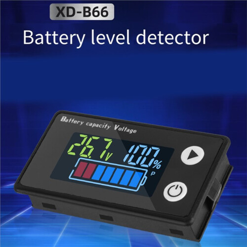LCD Dual-Wire Digital Voltmeter, Digital Display Battery Power Meter, Color Screen 9-100V 2