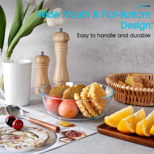 44oz Flat-Bottom Tempered Glass Bowl, 8in 2