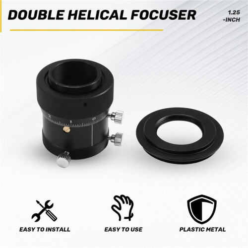 1.25inch Double Helical Focuser with Compression Ring SCT Outer Thread Adapter for Astronomical Telescope Guidescope 1