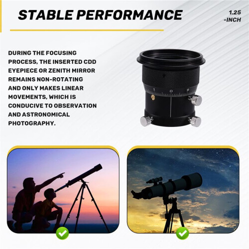 1.25inch Double Helical Focuser with Compression Ring SCT Outer Thread Adapter for Astronomical Telescope Guidescope 2