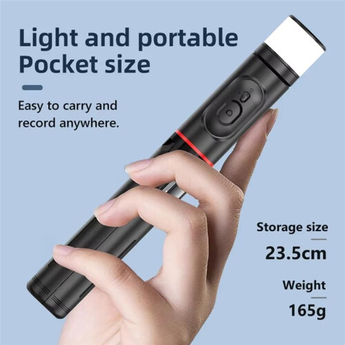 Q12S Foldable Wireless Selfie Stick  Monopod with Remote Shutter Fill Light Tripod for  Android 1