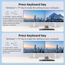 Kceve 4K USB C KVM 2 Monitors 2 Computers,4K@60Hz Dual Monitor USB 3.0 USB Typc C KVM Switcher EU PLUG