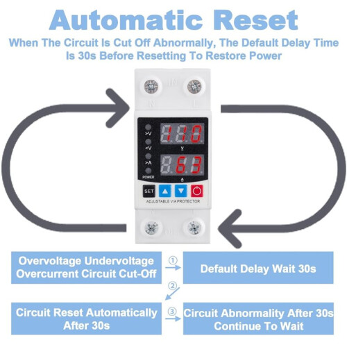 1pc  Circuit Breaker, Adjustable Voltage and Current Protection,AC Disconnect Current Adjustable Voltage Protector 2