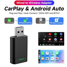 Wireless Carplay Android Car Adapter 2-In-1 Wired to Wireless Car Ai Box for Plug and
