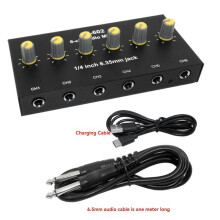 Mélangeur Audio 6 Canaux Casque Microphone Amplificateur Microphone Distributeur Hub Jack 6,35 mm 1/4 TRS Amplificateur