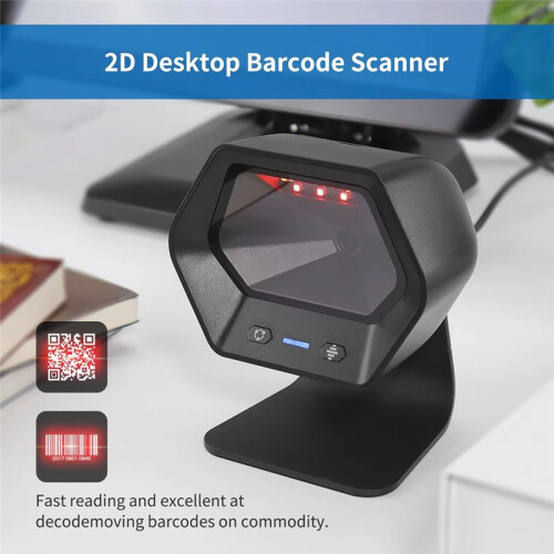 Desktop 2D QR Barcode Scanner, High Scan Performance Supermarket Barcode Scanner QR Code Cashier Scanning Barcode Reader 1