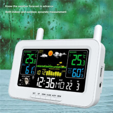 Multi-Function Color Screen Digital Weather Station Weather Station Radio Clock with Wireless Outdoor Sensor Black (EU)