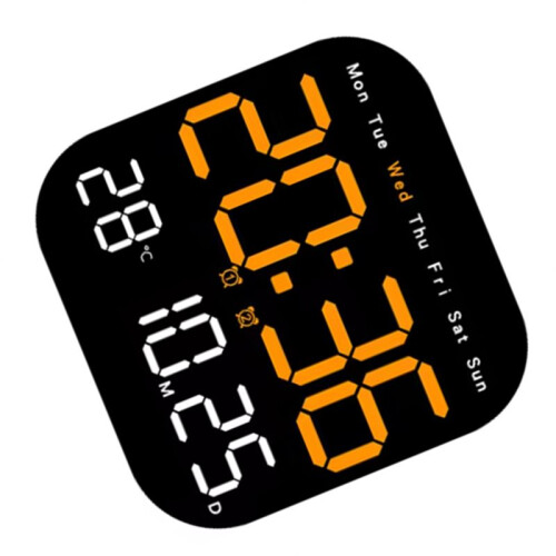 Digital Wall Clocks Temperature Date Week Dispaly Electronic Table Clock Wall-Mounted LED Alarm Clock Remote Control