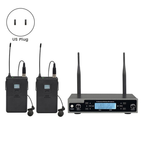 Professional Dynamic Lavalier Microphone with Receiver One-To-Two Mic Stage Singing KTV Audio Karaoke System US Plug 2