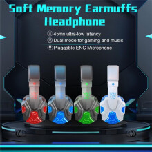 Wireless Headset Gaming Headset Surround Sound RGB Gaming Headphone with Mic for PS4 PC Gamer White