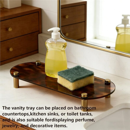 Acryl-Tablett-Organizer mit Schildpattmuster, Schminktisch-Tablett mit Leopardenmuster für Nachttisch, Kommode oder Badezimmer 1