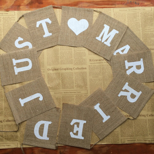 JUST MARRIED Burlap Wedding Banner 4m 2