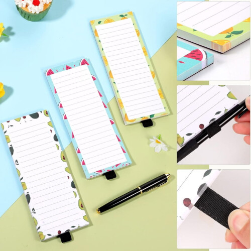 Bloco de notas magnético para geladeira com estampa de frutas, 7,6 x 20,3 cm (3 x 8 polegadas) 2