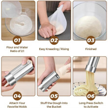 Handheld Electric Pasta Maker, Automatic Portable Noodle Makers for Homemade Spaghetti with 3 Sausage Stuffing Tubes