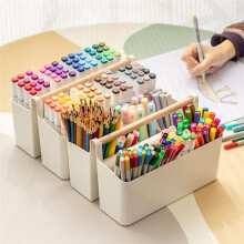 Desktop Pen Holder Large Capacity Cute Pen Stationery Storage Box Simple Plastic Pencil Holder Desktop 2pc