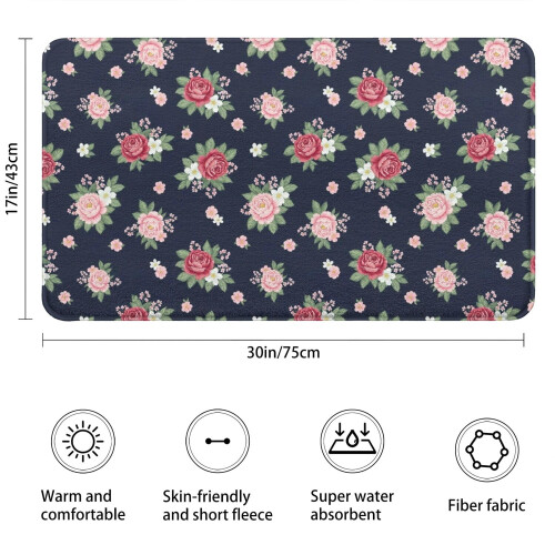 Χαλί μπάνιου Pioneer Flower Floral, αντιολισθητικό χαλάκι μικροϊνών με λαστιχένια 2