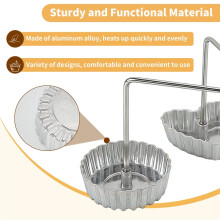 9 Piece Rosette Iron Mold Set with Double Headed Handle Bunuelos Molds for Waffles Cakes for Baking Cooking Kitchen