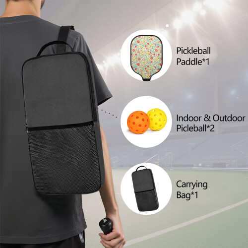 Σετ ρακέτες Pickleball με 2 μπάλες και τσάντα – Ρακέτες από fiberglass με λουλούδια, 1