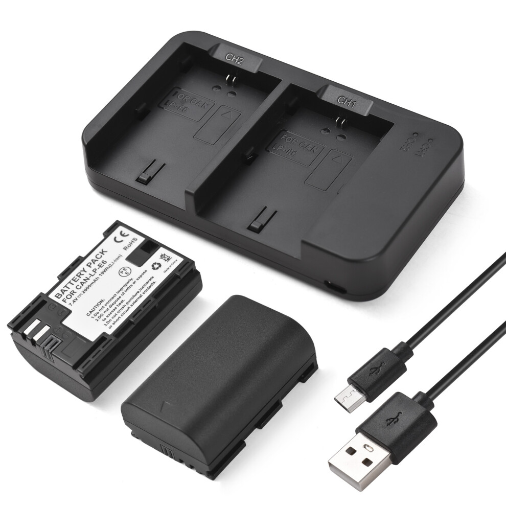 Lp-E6 Lp-E6n Battery + Charge Kit For Canon R7 R6 R5 5D Iv Iii 80D 90D 70D 60Da 4111385748695