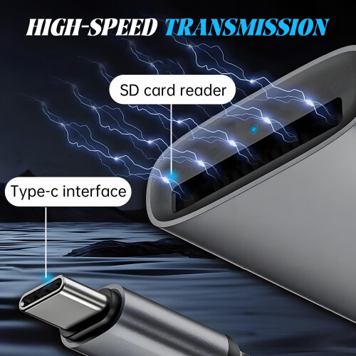 Leitor de cartão SD USB-C, leitor OTG de alta velocidade compatível com Windows, macOS, Linux e dispositivos móveis. 2