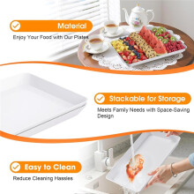 4-Pack Serving Tray, Serving Platter for Parties Entertaining, Camping & Food Display, Reusable Plastic Trays in Kitchen