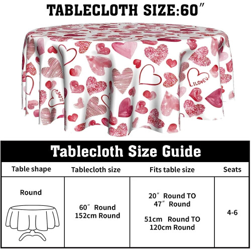 Red Heart Round Tablecloth 60" Polyester 2