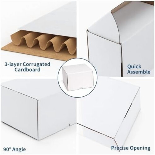 Conjunto de 20 caixas de envio brancas de 12x6x4 polegadas (30,5x15,2x10,2 cm), caixas de papelão ondulado para embalagem de presentes e 1