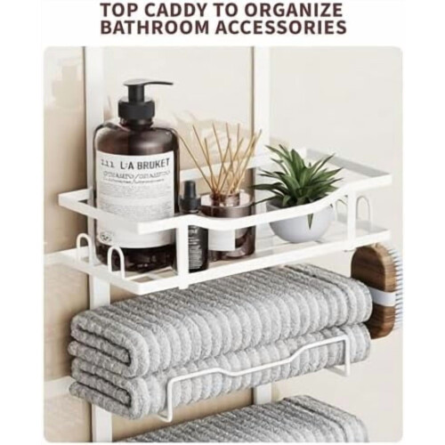 5-Tier Over-Door Towel Rack – No Drill, White 1