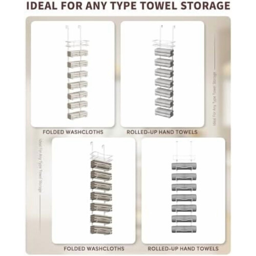 5-Tier Over-Door Towel Rack – No Drill, White 2