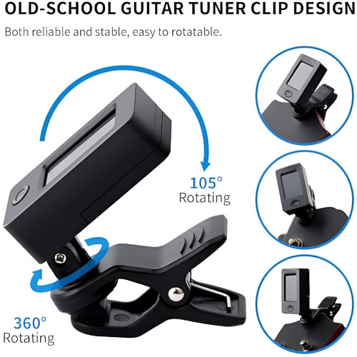 1-pack/2-pack gitarrstämapparat med klämma för digital elektronisk stämapparat för gitarr, bas, ukulele, violin, mandolin, 1