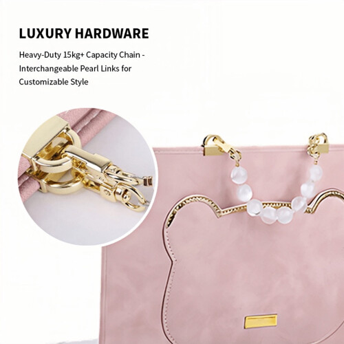 Capa protetora rosa para laptop compatível com MacBook de 15,6 polegadas, capa tipo pasta em couro PU com estampa de ursinho fofo e alça. 2