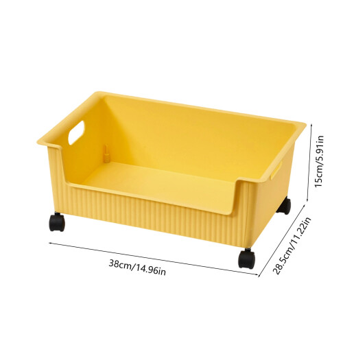 Rolling Storage Box Yellow PP 38x28.5x15cm 2