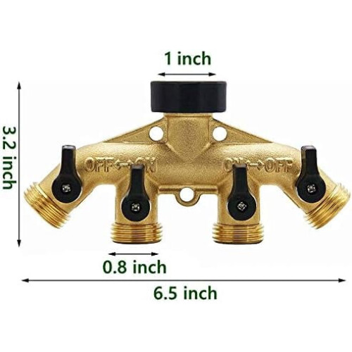 Brass 2-Way Hose Splitter 3/4" with Ball Valves 1