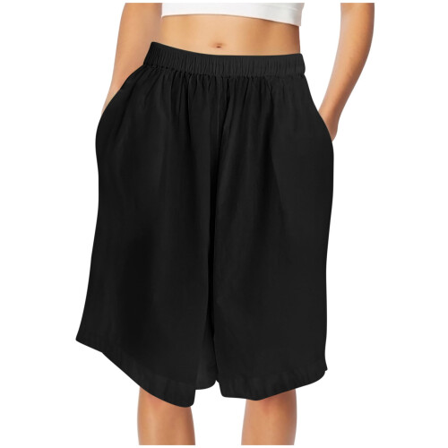 Shorts femininos lisos e folgados 1