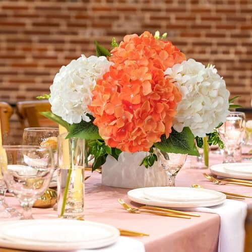 5 Pcs Large Silk Hydrangea Flowers, 20 Inch 2