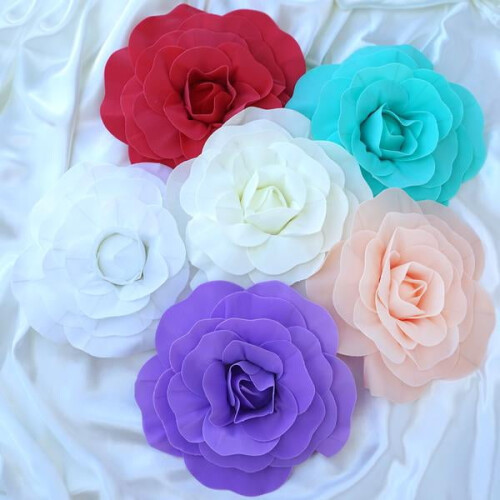 BalsaCircle4Pieces12" Roses artificielles blanches géantes Décor mural Fête 1