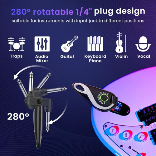 2.4G TråDlöSt Gitarrsystem för Elgitarr och Bas, SäNdare och Mottagare, 48K/16Bit RealtidsljudöVerföRing 1