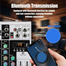 4-Channel RGB Knob Small  XLR Mixing Console with Reverb Effect for Karaoke Stage Conferences US Plug