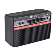 SCURU 16W Small Electric Guitar Amp Portable Guitar Practice Speaker for Daily Practice Street Performances Rechargeable