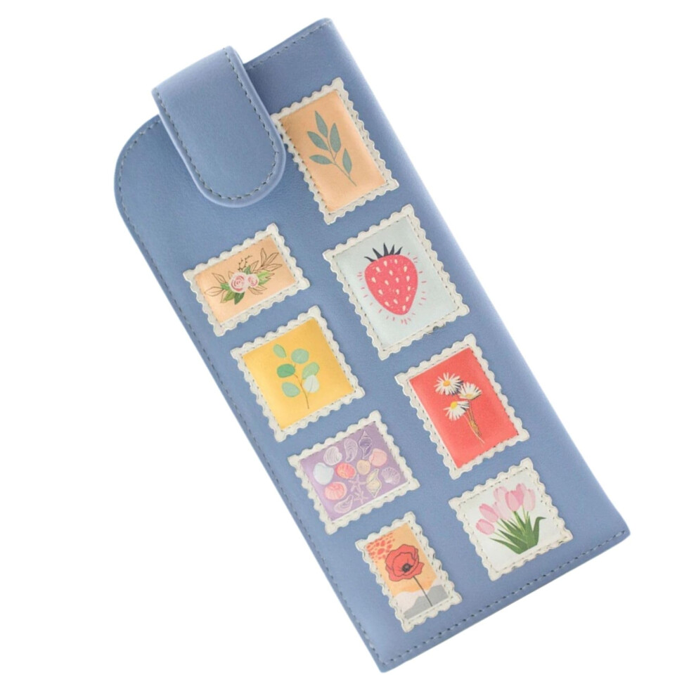 Mala Leather Blue Botanists Floral Stamp Wide Fit Glasses Case