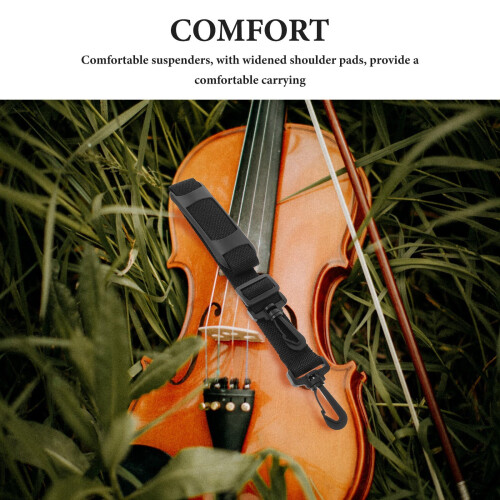1Pair Durable Waterproof Shoulder Strap for Violin Case Black Adjustable Comfortable Strap 2