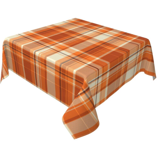 Autumn Orange Buffalo Plaid Square Tablecloth 52 inch 1